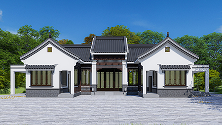 農(nóng)村一層中式自建房屋設(shè)計(jì)圖紙BZ145-新古典風(fēng)格
