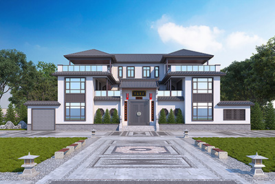 農(nóng)村中式四合院自建房設(shè)計(jì)圖BZ3707-新中式風(fēng)格